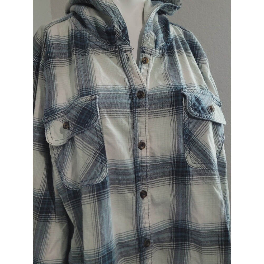 Carhartt XXL size 20 button front hoodie top tunic plaid pockets longsleeve - Picture 6 of 14